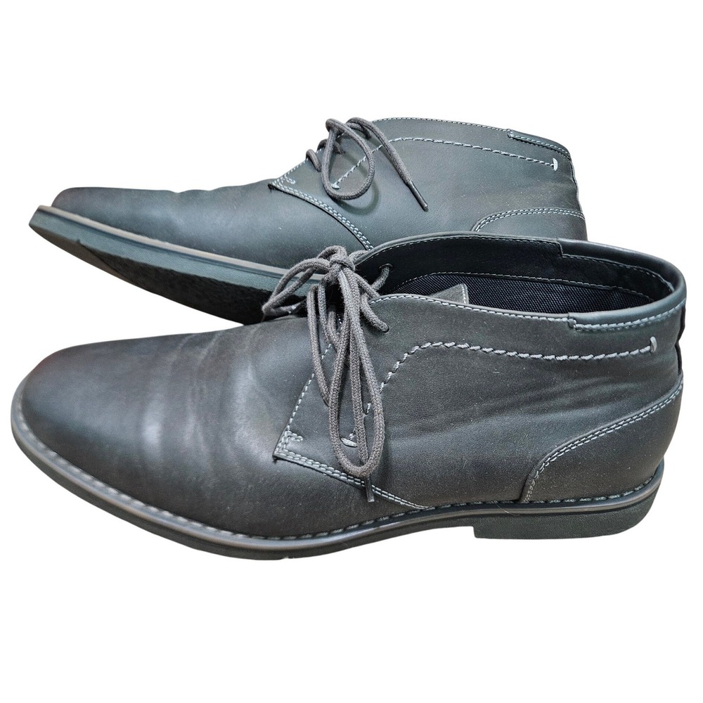 Sonoma Goods for Life Mens Charcoal Grey Chukka Boots Contrast Stitch Round Toe